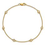 14k Complete 1/5 carat Bezel-set Diamond and Cable Chain 6-Station 7 inch Bracelet