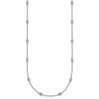 14k White Gold Complete 3/4 carat Bezel-set Diamond and Cable Chain 20-Station 20 inch Necklace