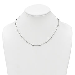14k White Gold Complete 5/8 carat Bezel-set Diamond and Cable Chain 18-Station 18 inch Necklace