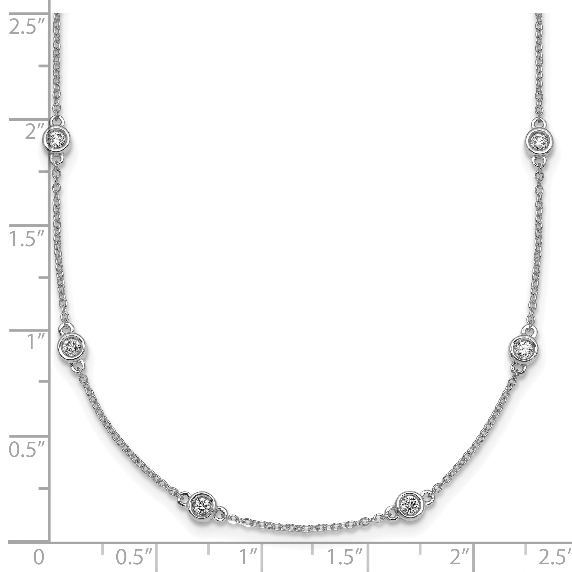 14k White Gold Complete 3/4 carat Bezel-set Diamond and Cable Chain 20-Station 20 inch Necklace