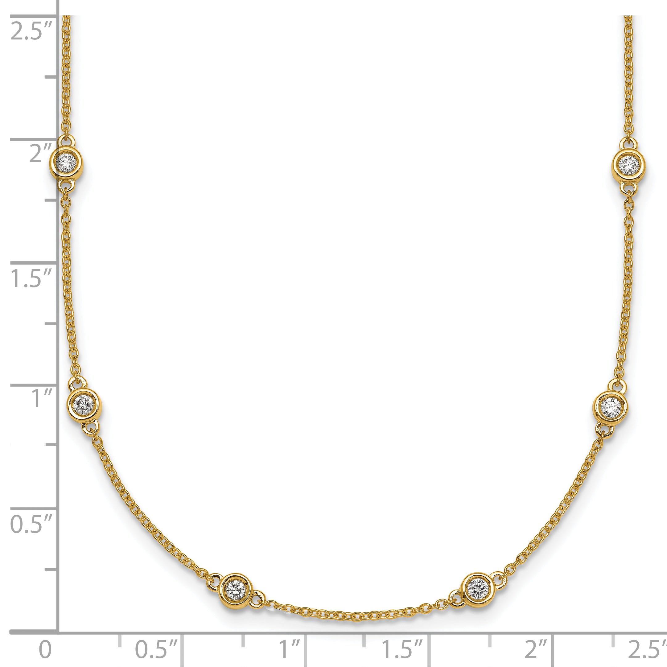 14k Complete 3/4 carat Bezel-set Diamond and Cable Chain 20-Station 20 inch Necklace