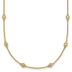 14k Complete 3/4 carat Bezel-set Diamond and Cable Chain 20-Station 20 inch Necklace