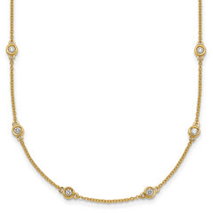 14k Complete 3/4 carat Bezel-set Diamond and Cable Chain 20-Station 20 inch Necklace