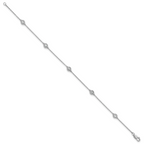 14k White Gold Complete 1/3 carat Bezel-set Diamond and Cable Chain 5-Station 7 inch Bracelet