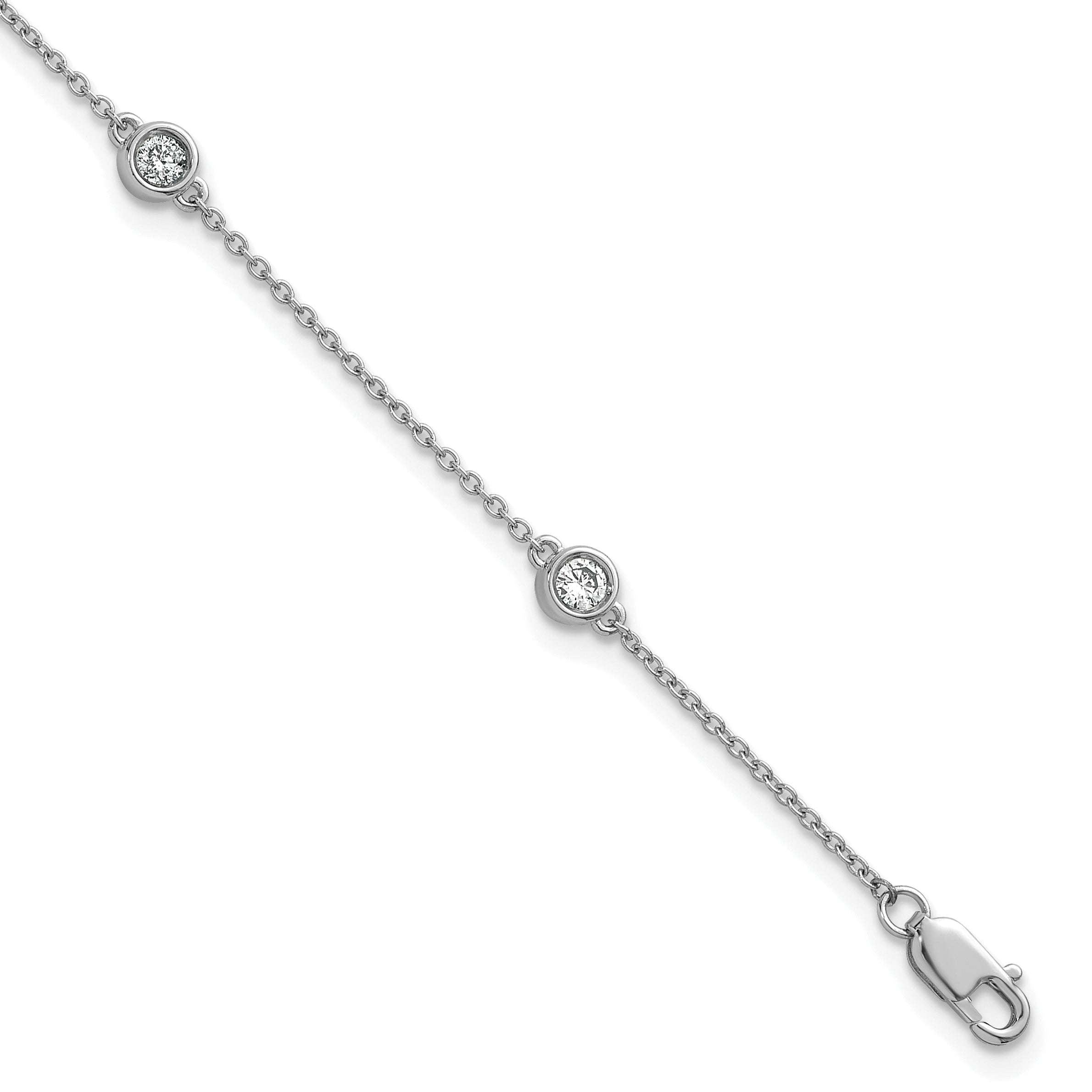 14k White Gold Complete 1/3 carat Bezel-set Diamond and Cable Chain 5-Station 7 inch Bracelet Main image