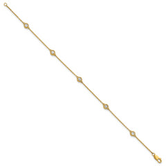 14k Complete 1/3 carat Bezel-set Diamond and Cable Chain 5-Station 7 inch Bracelet