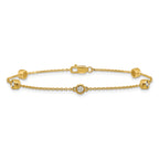 14k Complete 1/3 carat Bezel-set Diamond and Cable Chain 5-Station 7 inch Bracelet