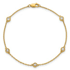 14k Complete 1/3 carat Bezel-set Diamond and Cable Chain 5-Station 7 inch Bracelet