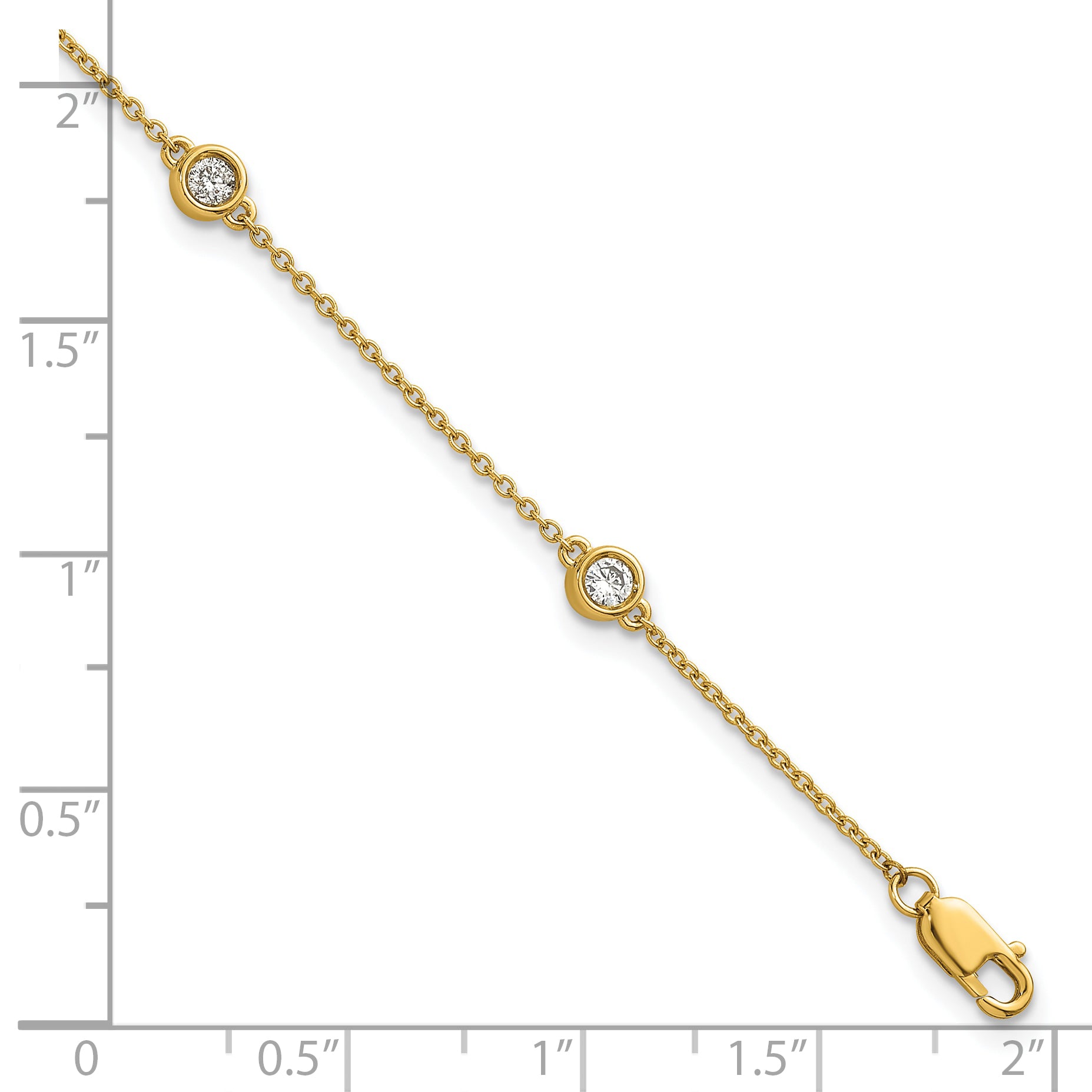 14k Complete 1/3 carat Bezel-set Diamond and Cable Chain 5-Station 7 inch Bracelet