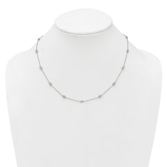 14k White Gold Complete 7/8 carat Bezel-set Diamond and Cable Chain 15-Station 18 inch Necklace