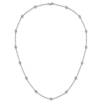 14k White Gold Complete 7/8 carat Bezel-set Diamond and Cable Chain 15-Station 18 inch Necklace