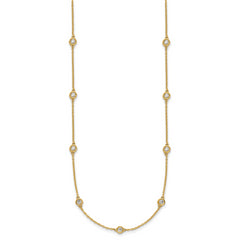 14k Complete 7/8 carat Bezel-set Diamond and Cable Chain 16-Station 20 inch Necklace