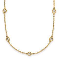14k Complete 7/8 carat Bezel-set Diamond and Cable Chain 16-Station 20 inch Necklace