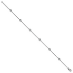 14k White Gold Complete 1/3 carat Bezel-set Diamond and Cable Chain 6-Station 7 inch Bracelet