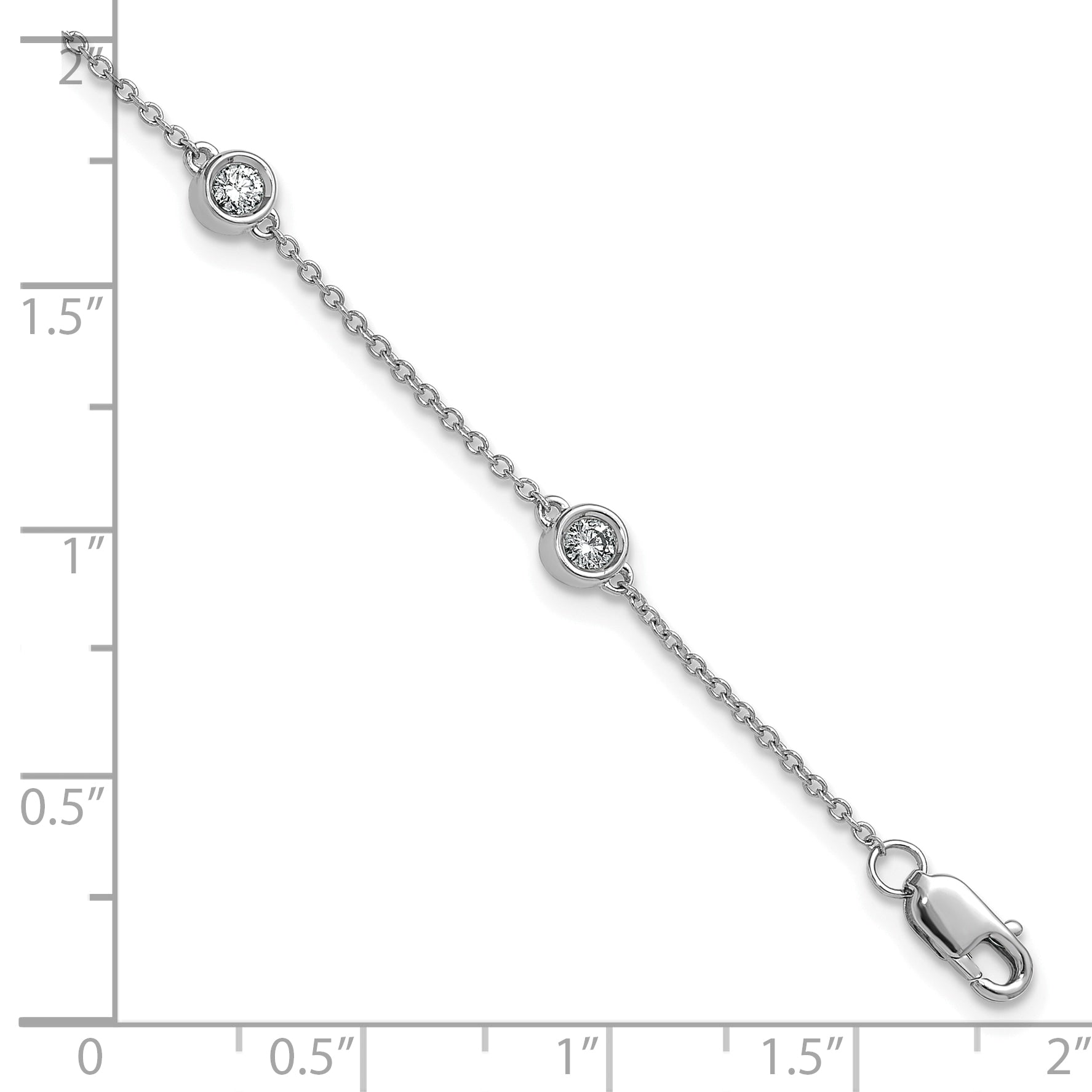 14k White Gold Complete 1/3 carat Bezel-set Diamond and Cable Chain 6-Station 7 inch Bracelet
