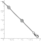 14k White Gold Complete 1/3 carat Bezel-set Diamond and Cable Chain 6-Station 7 inch Bracelet