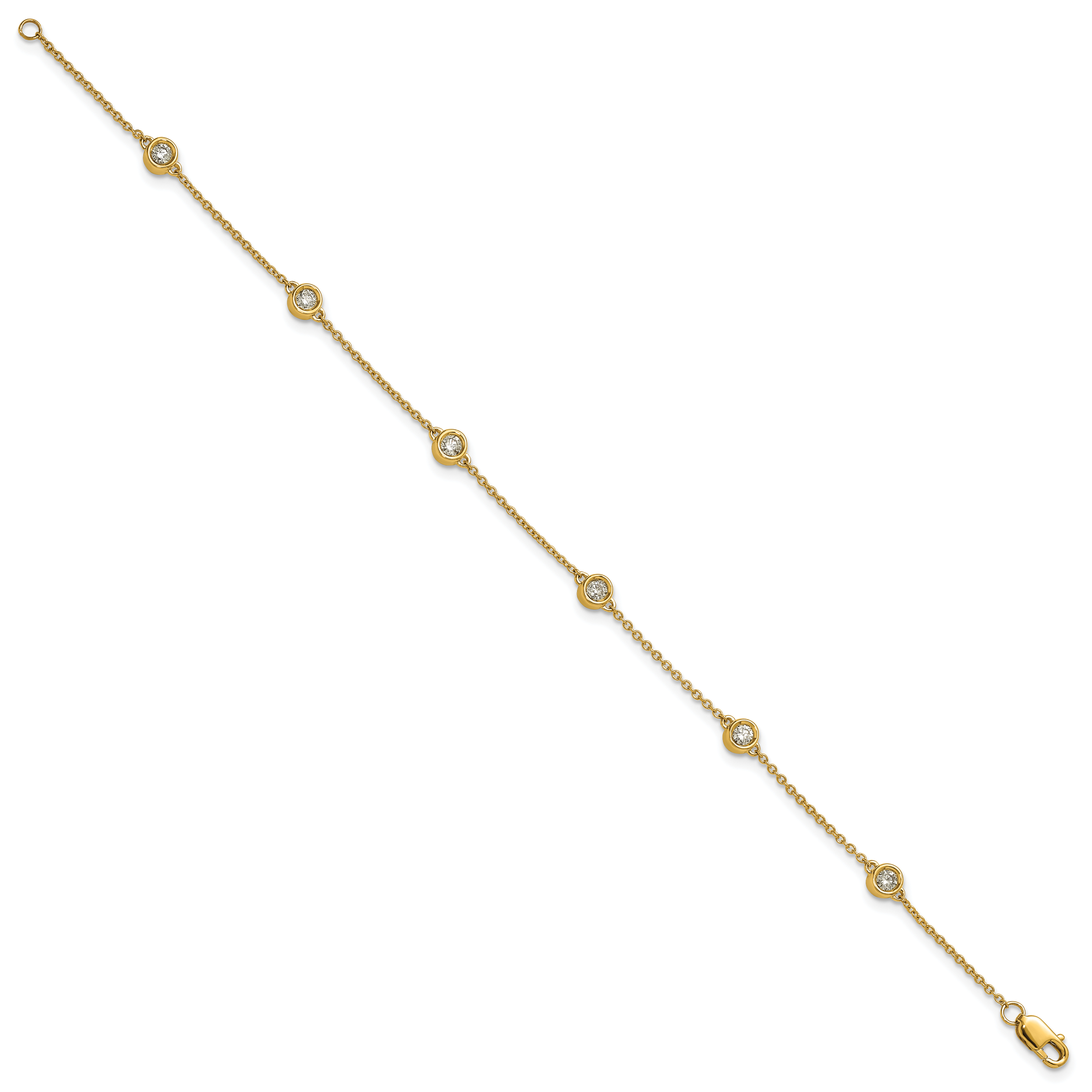 14k Complete 1/3 carat Bezel-set Diamond and Cable Chain 6-Station 7 inch Bracelet Secondary image