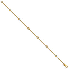 14k Complete 1/3 carat Bezel-set Diamond and Cable Chain 6-Station 7 inch Bracelet