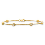 14k Complete 1/3 carat Bezel-set Diamond and Cable Chain 6-Station 7 inch Bracelet