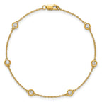 14k Complete 1/3 carat Bezel-set Diamond and Cable Chain 6-Station 7 inch Bracelet