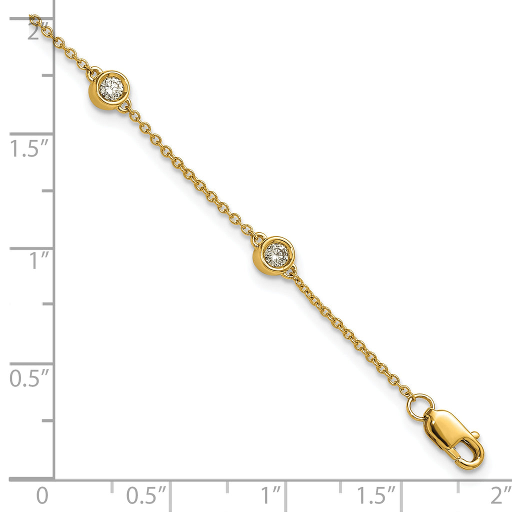 14k Complete 1/3 carat Bezel-set Diamond and Cable Chain 6-Station 7 inch Bracelet