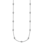 14k White Gold Complete 1.3 carat Bezel-set Diamond and Cable Chain 20-Station 20 inch Necklace
