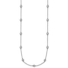 14k White Gold Complete 1.3 carat Bezel-set Diamond and Cable Chain 20-Station 20 inch Necklace
