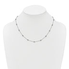14k White Gold Complete 1 carat Bezel-set Diamond and Cable Chain 17-Station 18 inch Necklace