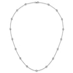 14k White Gold Complete 1 carat Bezel-set Diamond and Cable Chain 17-Station 18 inch Necklace