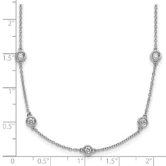 14k White Gold Complete 1.3 carat Bezel-set Diamond and Cable Chain 20-Station 20 inch Necklace