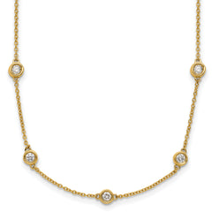 14k Complete 1.3 carat Bezel-set Diamond and Cable Chain 20-Station 20 inch Necklace