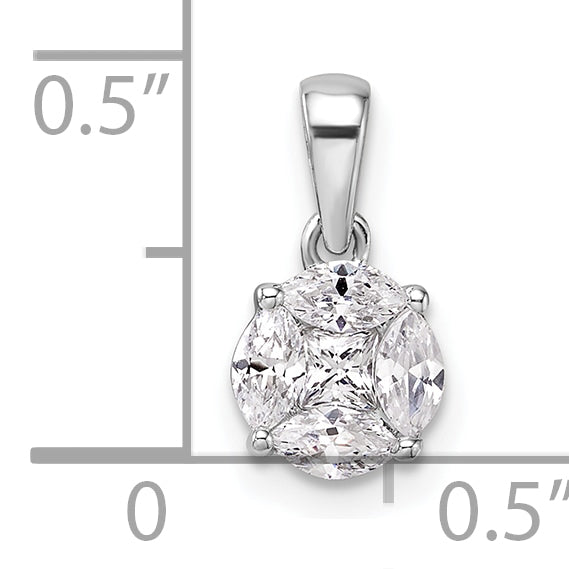 14k White Gold 1/2 carat Lab Grown Diamond VS/SI+ G+ Round and Marquise Pendant Secondary image