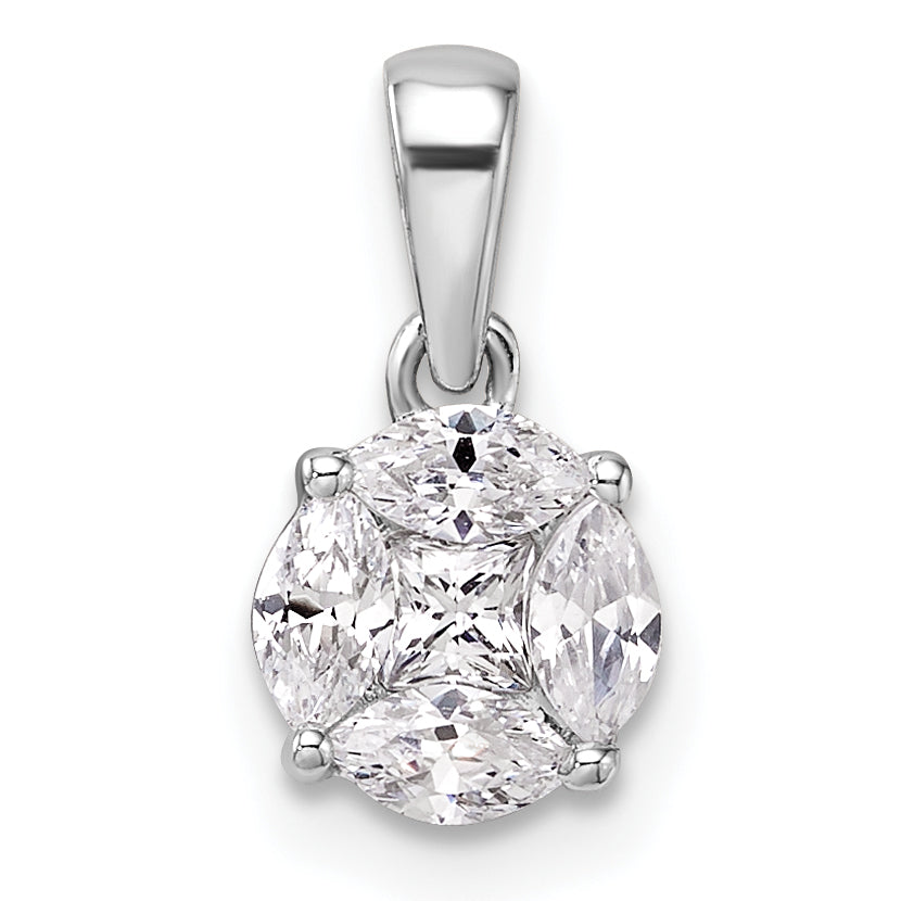 14k White Gold 1/2 carat Lab Grown Diamond VS/SI+ G+ Round and Marquise Pendant Main image