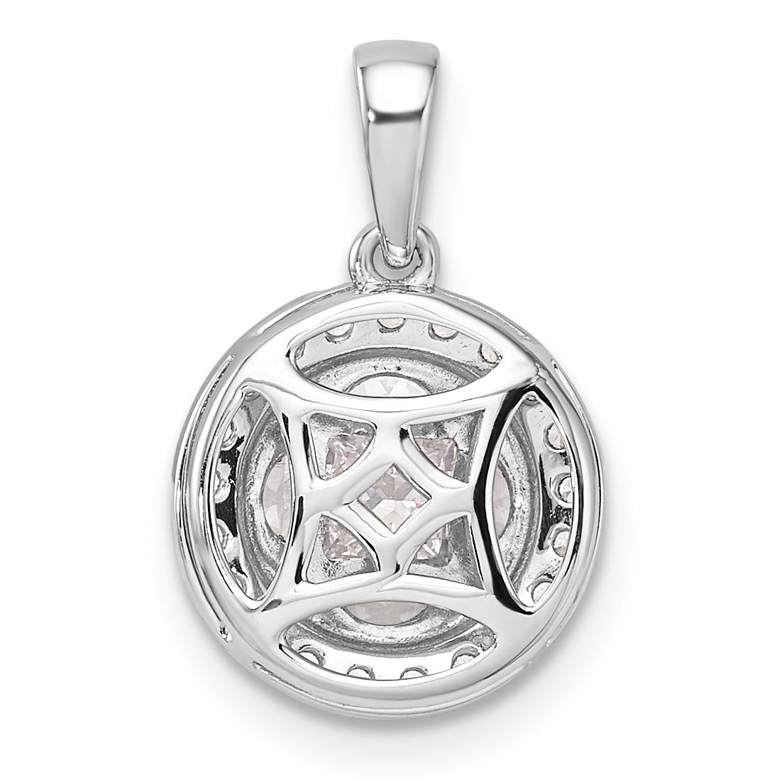 14k White Gold 1 carat Lab Grown Diamond VS/SI+ G+ Round and Marquise Halo Pendant