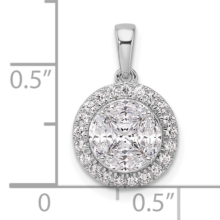 14k White Gold 1 carat Lab Grown Diamond VS/SI+ G+ Round and Marquise Halo Pendant Secondary image