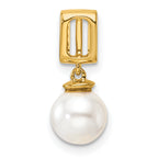 14K Polished 1/20 carat Diamond and White Freshwater Cultured Pearl Chain Slide