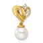 14K Polished 1/10 carat Diamond and White Freshwater Cultured Pearl Chain Slide