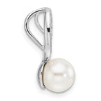 14K White Gold Polished 1/15 carat Diamond and White Freshwater Cultured Pearl Chain Slide