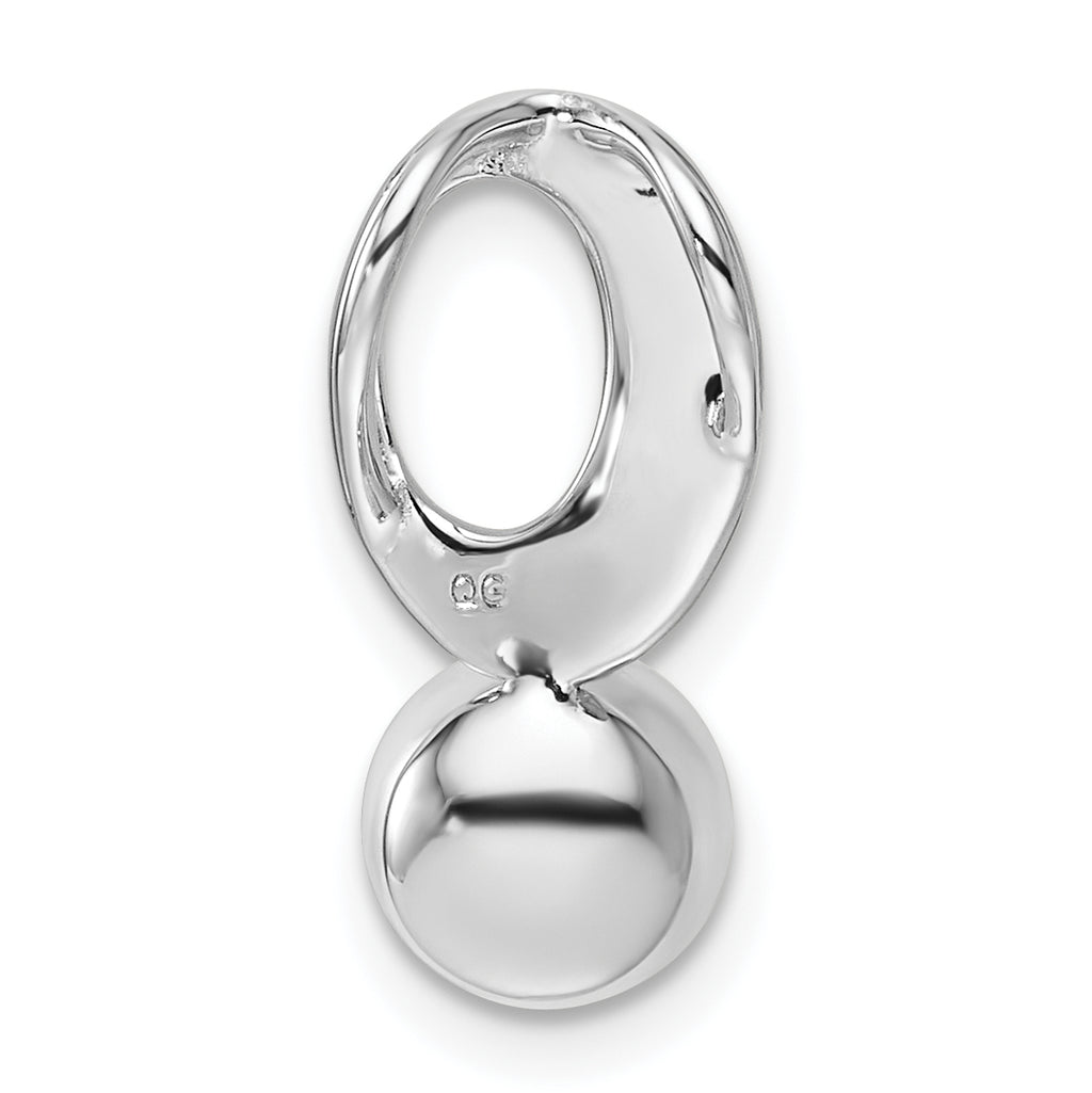 14K White Gold Polished 1/15 carat Diamond and White Freshwater Cultured Pearl Chain Slide