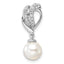 14K White Gold Polished 1/10 carat Diamond and White Freshwater Cultured Pearl Chain Slide