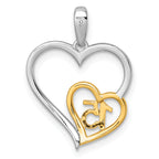 14K Two-tone Polished Diamond Quinceanera Heart Pendant