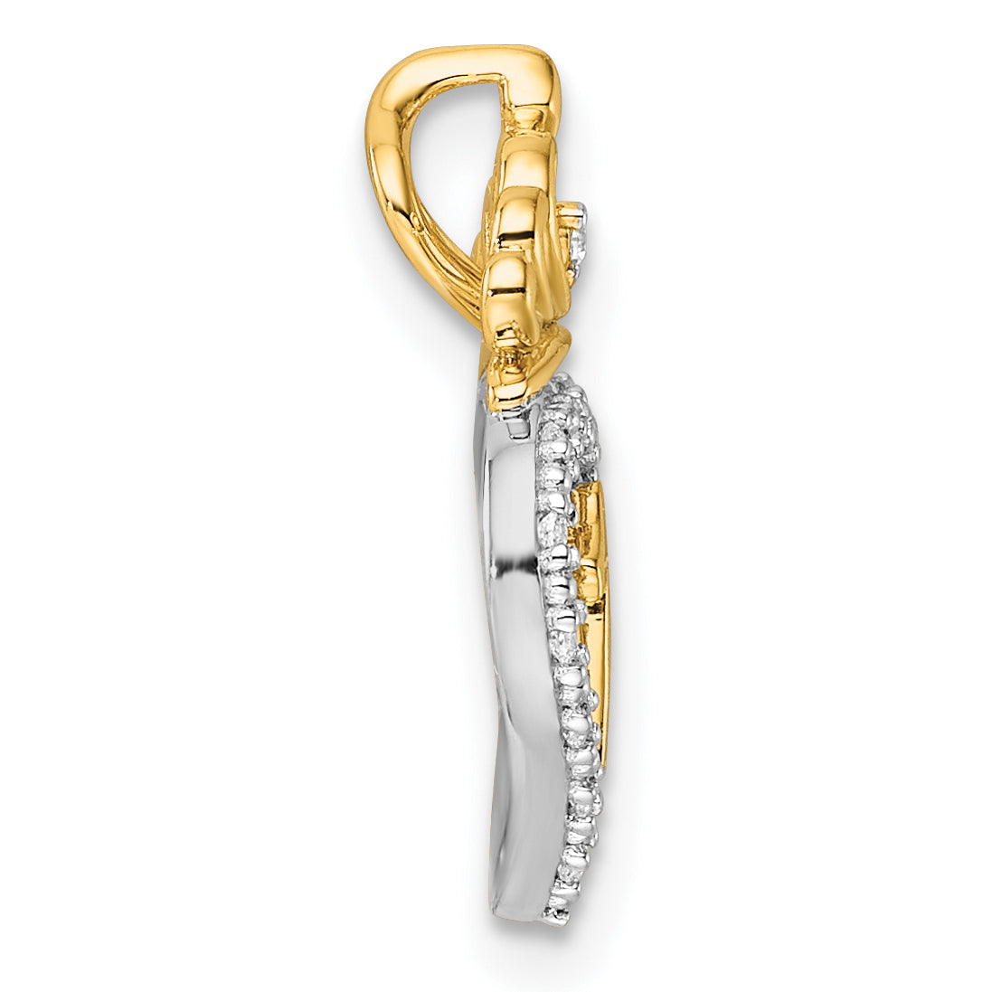 14K Two-tone Polished Diamond Quinceanera Heart/Crown Chain Slide