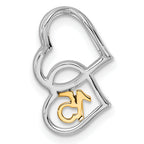 14K Two-tone Polished Diamond Quinceanera Double Heart Chain Slide