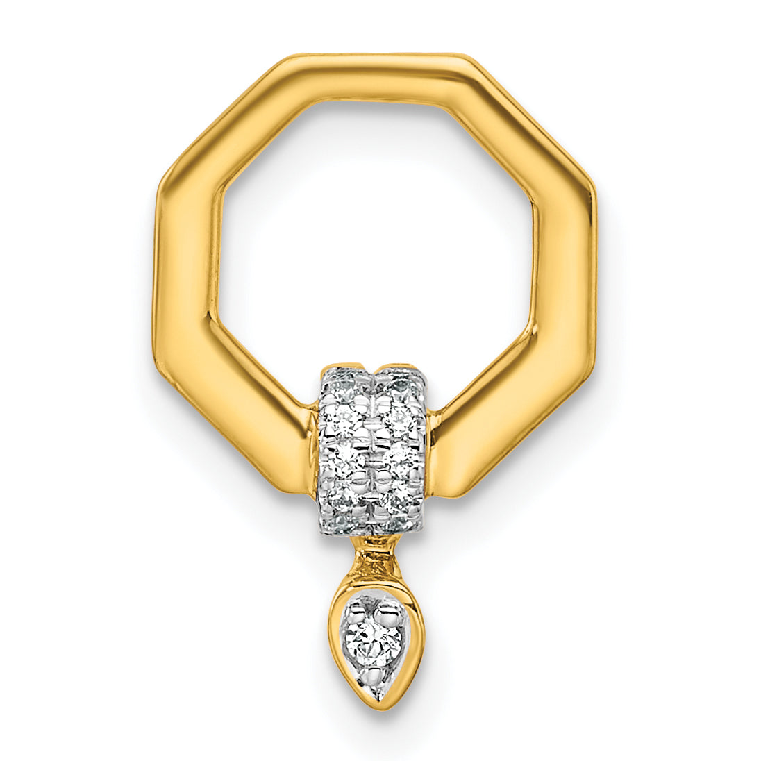 14K Polished 1/15 carat Diamond Octagon Chain Slide