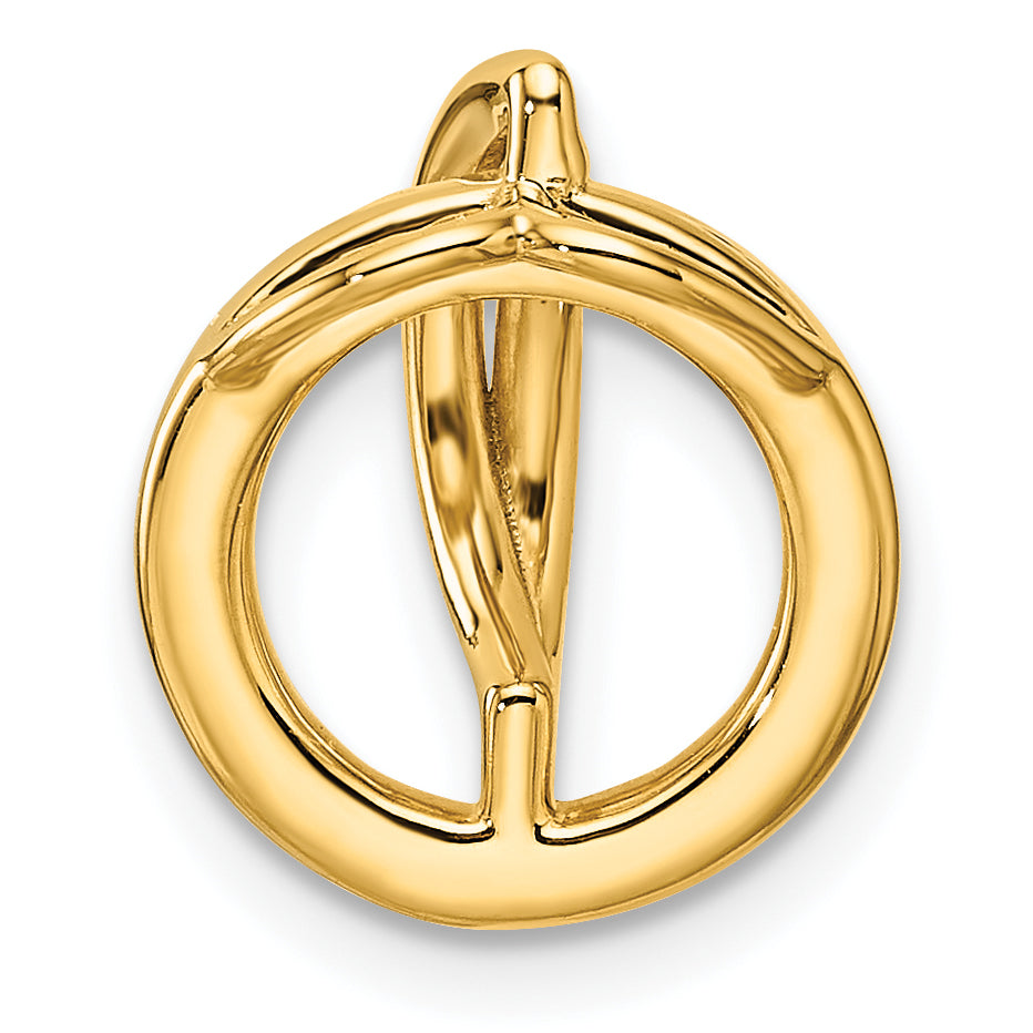 14K Polished 1/10 carat Diamond Open Circle Chain Slide