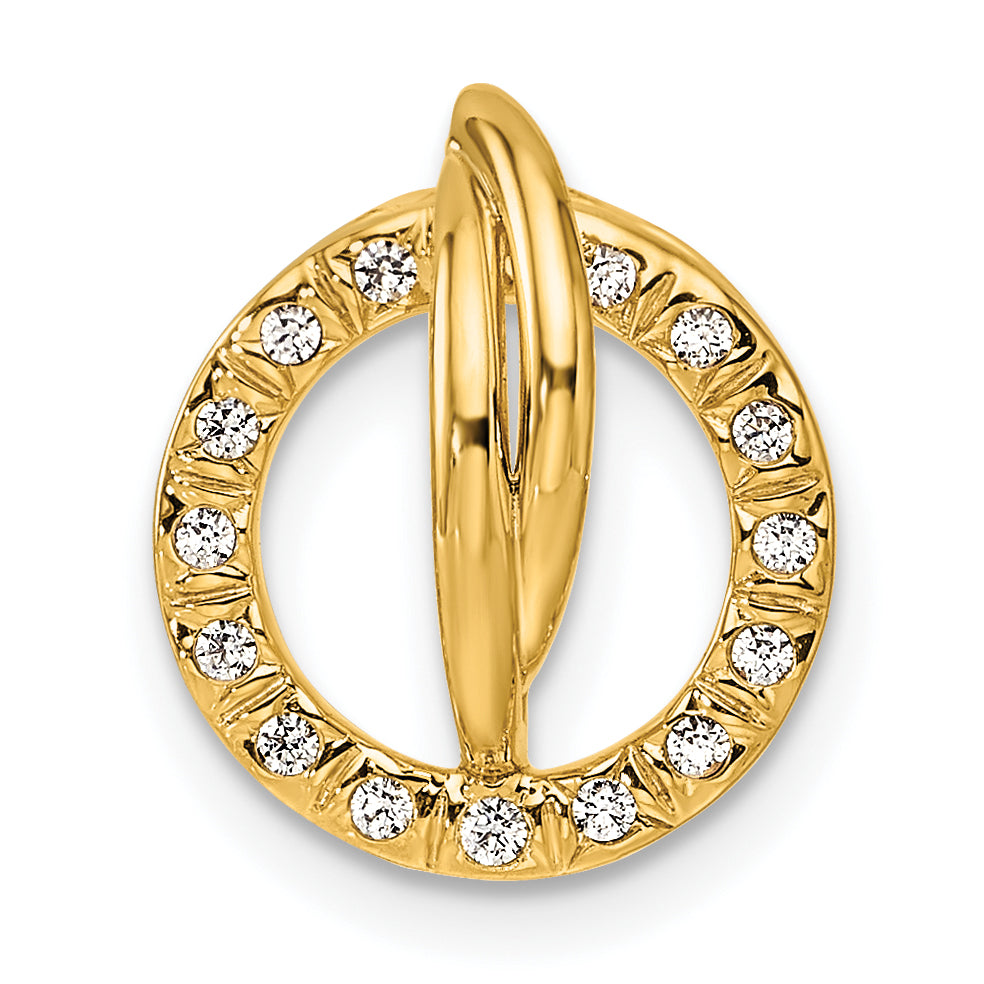 14K Polished 1/10 carat Diamond Open Circle Chain Slide Main image