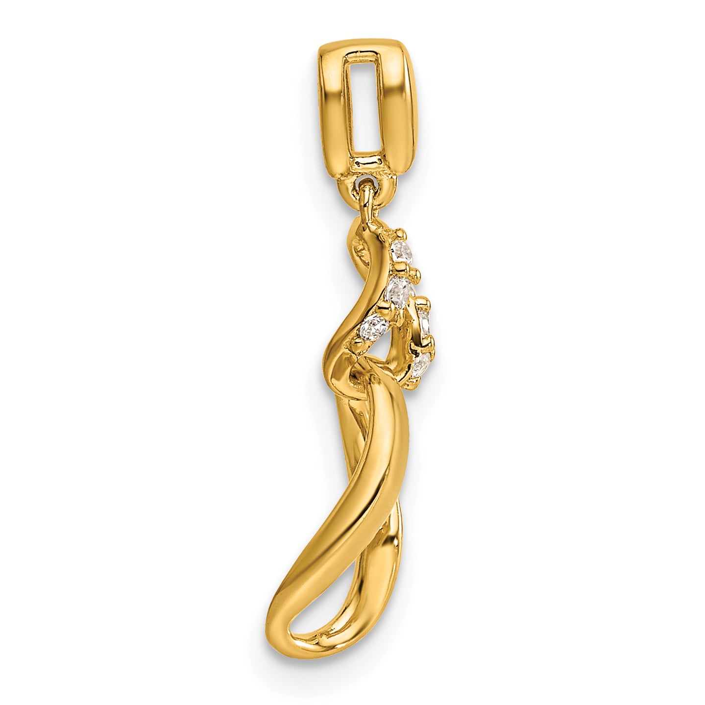 14K Polished 1/20 carat Diamond Wavy Oval Dangle Pendant Secondary image