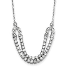 14K White Gold Lab Grown VS/SI+ G+ Dia U Layered Stone Necklace