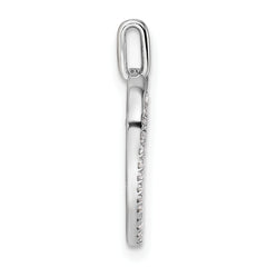 14K White Gold Polished Diamond Heart Dangle Cross Pendant