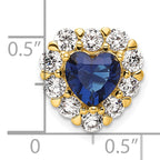 14k 1 carat Lab Grown Diamond VS/SI+ G+ and Lab Created Blue Sapphire Heart Halo Chain Slide Pendant